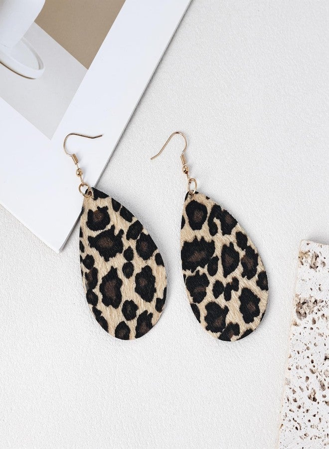 Clofiak 4 PCS Leopard Print Earrings, Faux Leather Cheetah Earrings, Lightweight PU Animal Print Earring Jewelry for Women Weddings, Parties, Ceremonies, Banquets, Gifts - Image 3